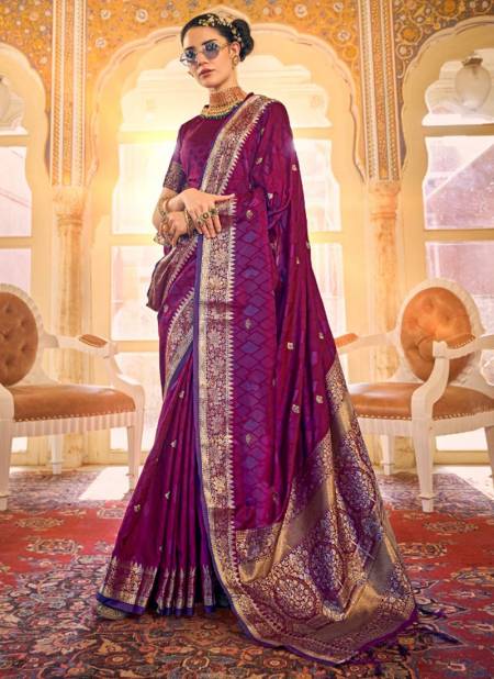 Purple Colour Aloha Silk Wedding Wear Wholesale Silk Sarees 48002
