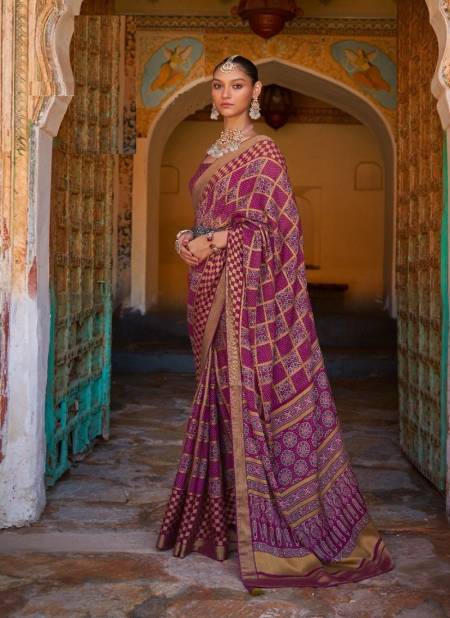 Purple Colour Amazing Azarakh By Rewaa 493 To 493 B Designer Saree catalog 493 A
