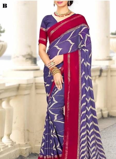 Purple Colour Amrita By Mahamani Creation Fancy Fabric Printed Saree Catalog B