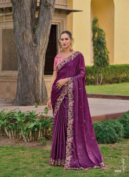 Purple Colour Anaara 6900 Series By Tathastu Designer Fancy Tissue Organza Silk Saree Orders In India 6902