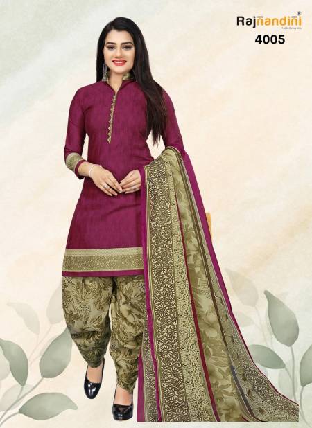 Purple Colour Anamika Cotton Dress Material Catalog 4005