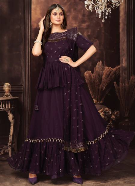 Purple Colour Anjani Art 1001 To 1006 Designer Salwar Suits Catalog 1003