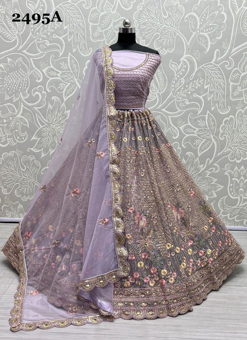 Purple Colour Anjani Art 2495 A To 2495 B Party Wear Lehenga Choli Catalog 2495 A