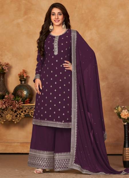 Purple Colour Anjubaa Vol 11 Function Wear Wholesale Georgette Salwar Suits Catalog 10112