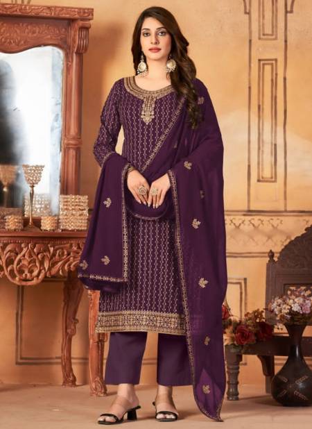 Purple Colour Anjubaa Vol 7 Festive Wear Wholesale Georgette Salwar Suits Catalog 10072