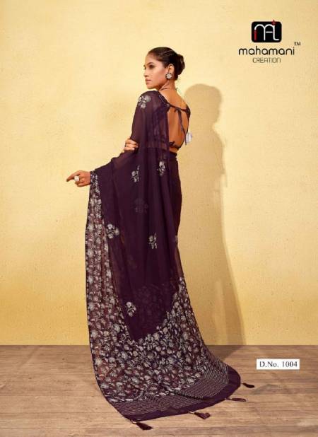 Purple Colour Ankita By Mahamani Creation Georgette Designer Saree Catalog 1004