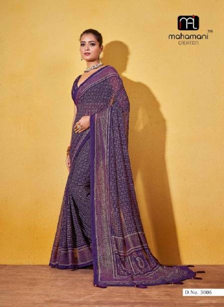 Purple Colour Ankita Vol 3 By Mahamani Creation Georgette Designer Saree Catalog 3006 Catalog