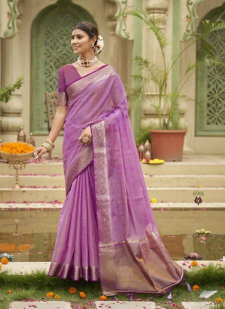 Purple Colour Anushka Vol 3 By Pankh Pure Silk Saree Catalog 6906