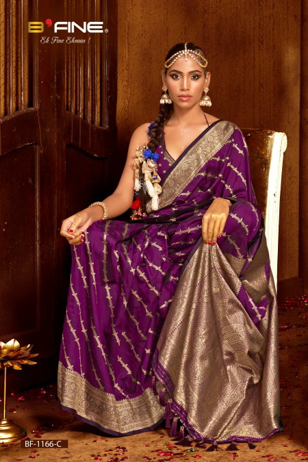 Purple Colour B Fine Shrisha Silk Wedding Wear Saree Wholesale Price In Surat BF-1166-C