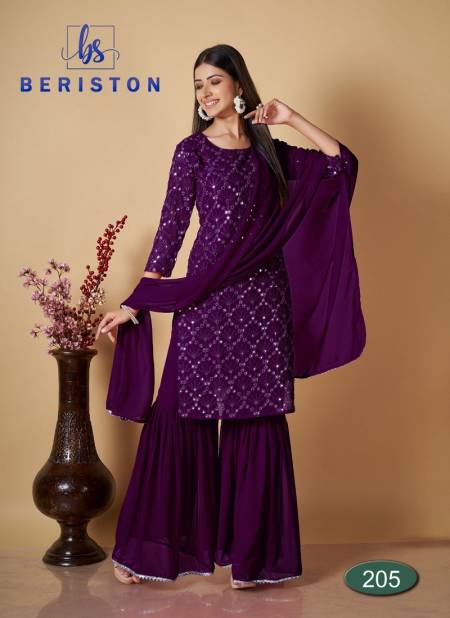 Purple Colour BS Vol 2 By Beriston Readymade Salwar Suits Catalog 205