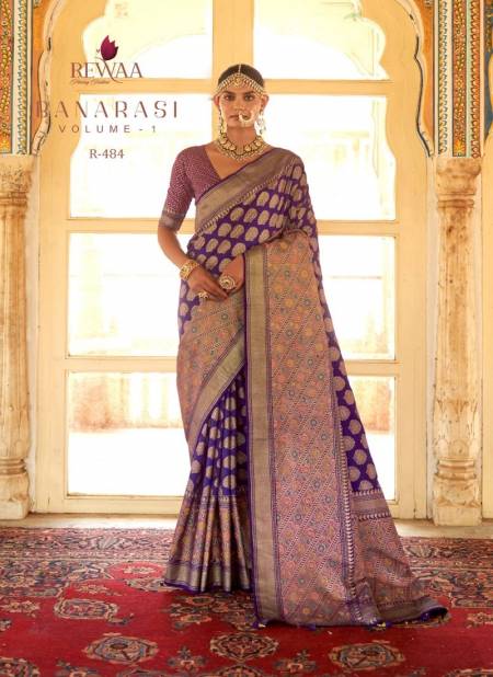 Purple Colour Banarasi Vol 1 By Rewaa Silk Wedding Wear Saree Orders In India R-484