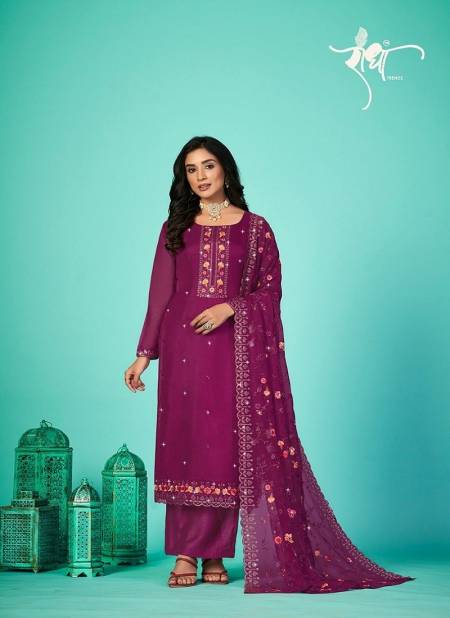 Purple Colour Bandhan By Radha Organza With Heavy Embroidery Work Designer Salwar Kameez Catalog 1093