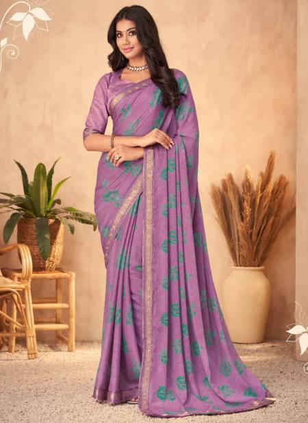 Purple Colour Chandni Wholesale Printed Daily Wear Saree Catalog 19605 B