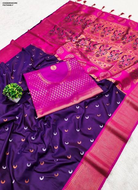 Purple Colour Chandrakore Paithani A To F by Murti Nx Printed Silk Bulk Saree Orders In India Chandrakore Paithani-F