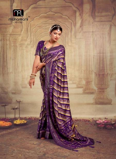 Purple Colour Devnandini By Mahamani Creation Heavy Tusser Dola Silk Saree Wholesale Shop In Surat 1005