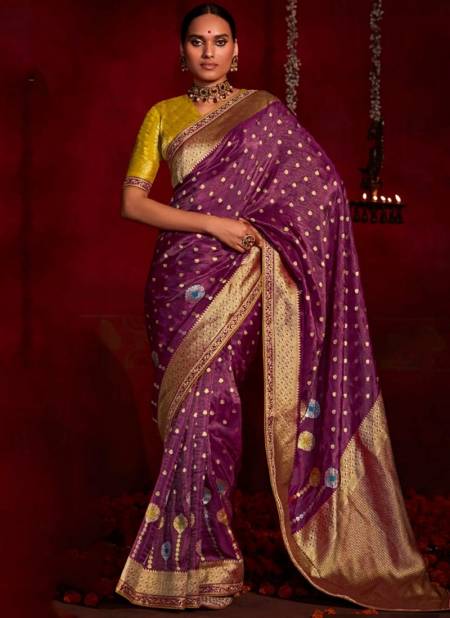 Purple Colour Ektara By Kimora 132 To 142 Silk Saree Catalog 136