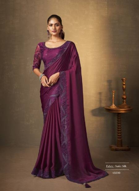 Purple Colour Erisha By Mahotsav Satin Silk Party Wear Saree Catalog 43200