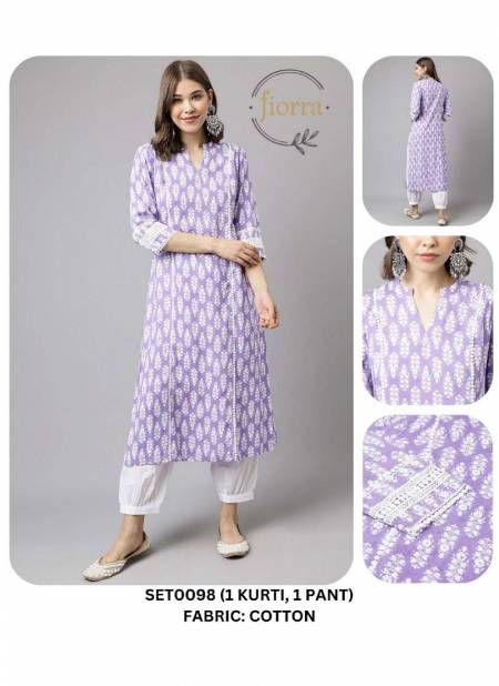 Purple Colour Fiorra SET0000 10 Summer Special Printed Designer Kurti With Bottom Wholesale Online SET0098