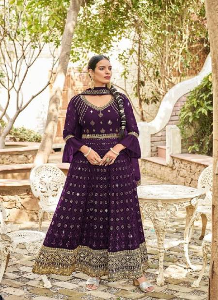 Purple Colour Floral By Radha Gown Catalog 924