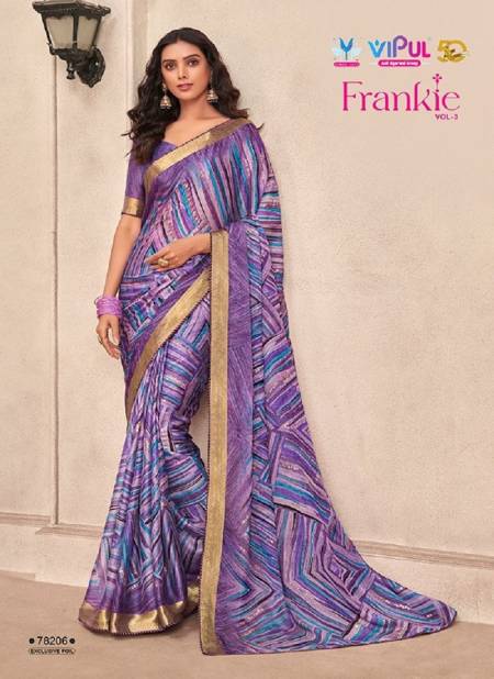 Purple Colour Frankie Vol 3 By Vipul Chiffon Printed Daily Wear Sarees Wholesale Clothing Suppliers in India 78206