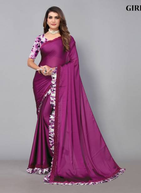 Purple Colour Girl By Fashion Lab Party Wear Saree Catalog 205