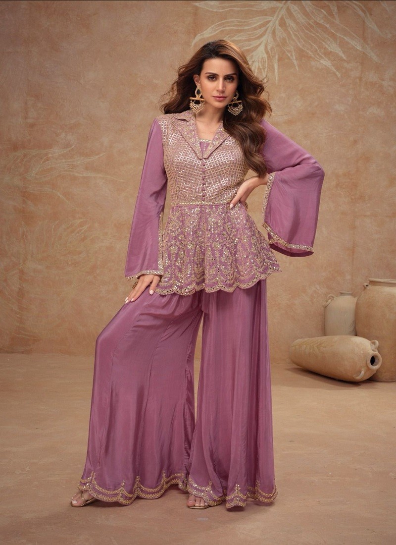 Purple Colour Gulab By Gulkayra Chinon Readymade Suits Orders In India 7504-A