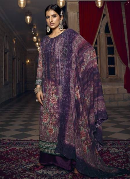 Purple Colour Gulistan Vouch Festive Wear Wholesale Plazzo Suits Catalog 5002