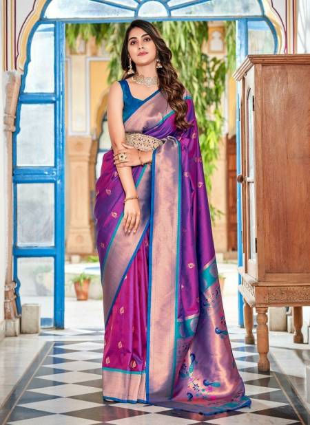 Purple Colour Hansika Paithani By Rajpath Wedding Soft Peshwai Paithani Silk Saree Online Wholesale 126006