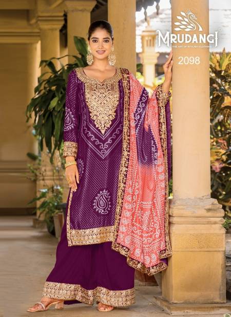 Purple Colour Ishani By Mrudangi Printed Chinon Readymade Suits Wholesale Online 2098