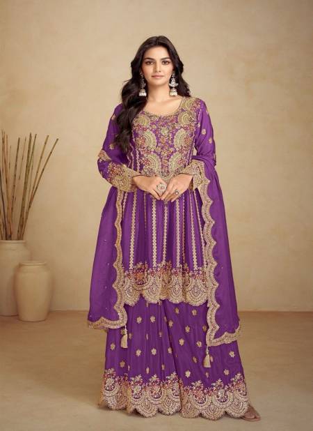 Purple Colour Jalwa By Gulkayra Chinon Readymade Suits Orders In India 7502-C