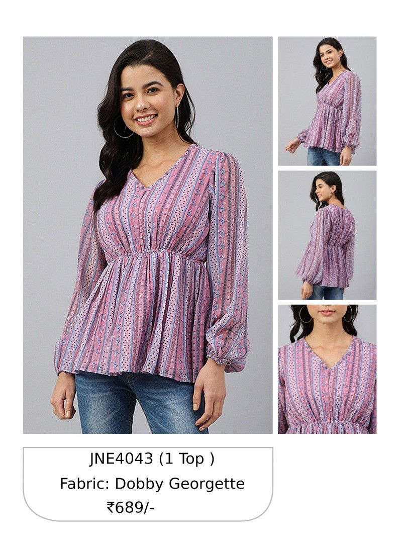 Purple Colour Janasya Ladies Top Catalog 4043