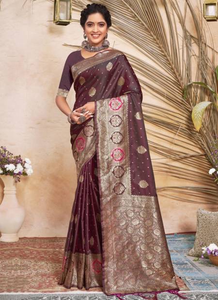 Purple Colour Janki Silk Designer Wholesale Silk Sarees Catalog 3423