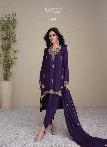 Purple Colour Jashn By Sayuri Designer Premium Silk Readymade Suits Exporters In India 5461