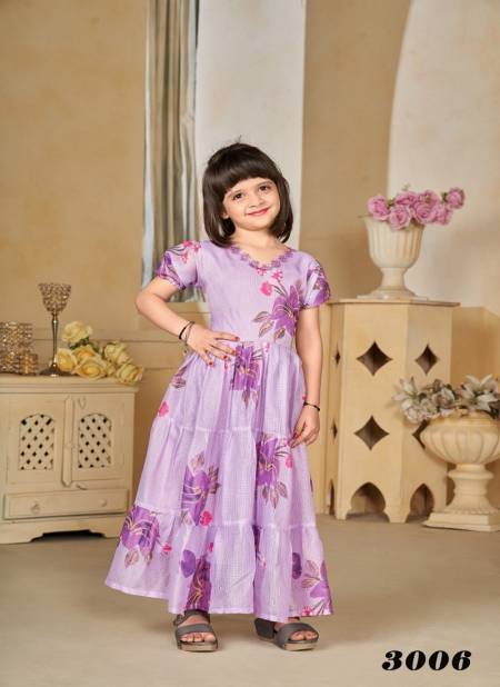 Purple Colour Jenny vol 3 By Lucaya 3001 To 3006 Kids Printed Girls Frock Wholesale Shop In Surat Jenny 3006