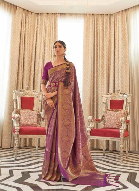 Purple Colour Kaabha Silk By rajtex Designer Saree Catalog 204002