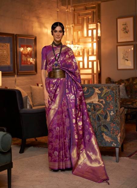 Purple Colour Kairos Silk By Rajtex Handloom Weaving Surat Saree Wholesale Market 258005