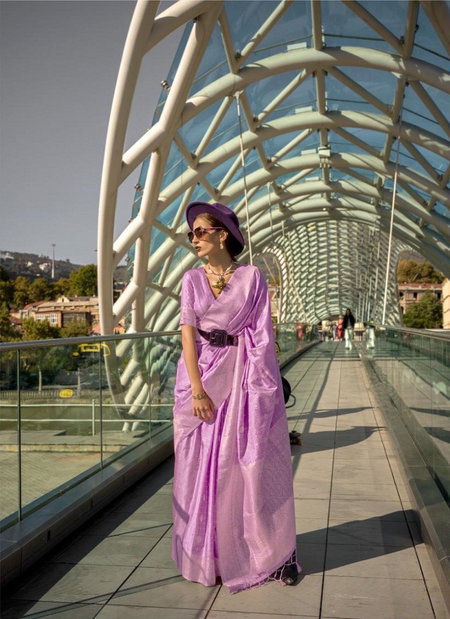 Purple Colour Kakuna Silk By Rajtex Handloom Weaving Saree Exporters In India 351003