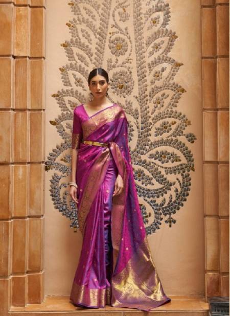 Purple Colour Kalandi Silk By Rajtex Designer Saree Catalog 197004