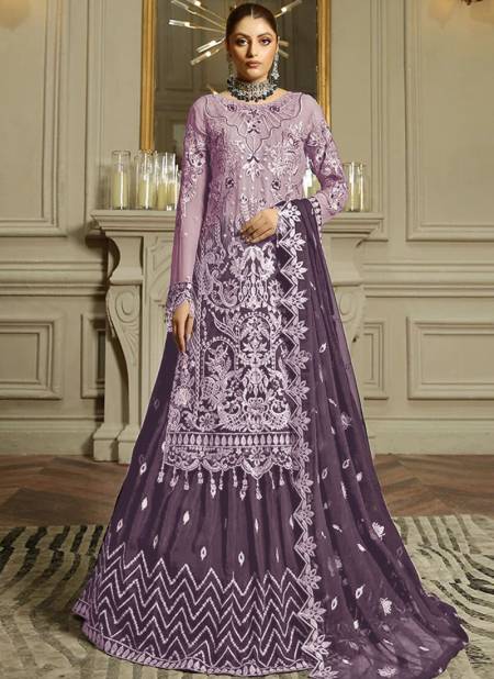 Purple Colour Kaleesha 143 To 143 D Georgette Salwar Suits Catalog 143 C