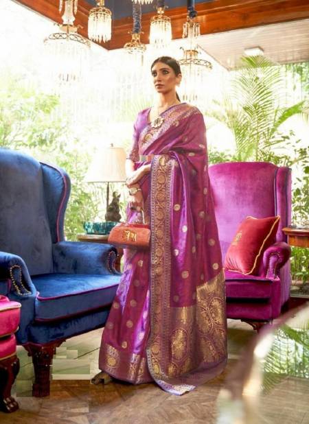 Purple Colour Kallavi Silk By Rajtex 223001 To 223006 Silk Saree Catalog 223002