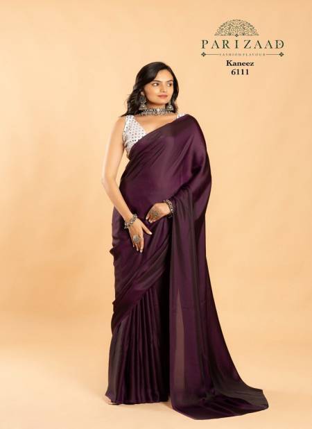 Purple Colour Kaneez By Parizaad Butterfly Silk Party Wear Saree Catalog 6111