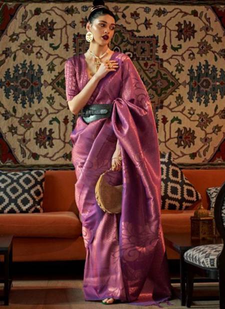 Purple Colour Kanmani Silk Designer Wholesale Wedding Wear Sarees 2007