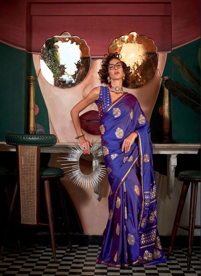 Purple Colour Kanthkala Topaz By Rajtex Satin Handloom Weaving Silk Saree Wholesalers In Delhi 388003