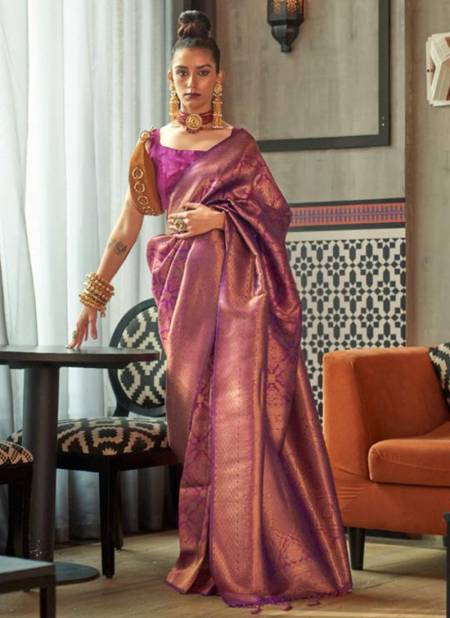 Purple Colour Kanvi Silk Royals Festive Wear Wholesale Designer Sarees 3003