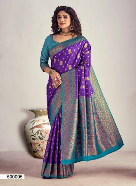 Purple Colour Kanyaa Silk By Rajpath Soft Silk Wedding Sarees Wholesale Market In Surat 500005