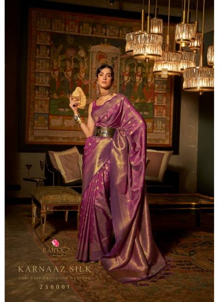 Purple Colour Karnaaz Silk By Rajtex Wedding Saree Catalog 256001
