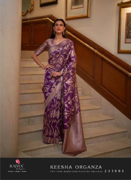 Purple Colour Keesha Organza By Rajtex Two Tone Handloom Weaving Saree Orders In India 233003