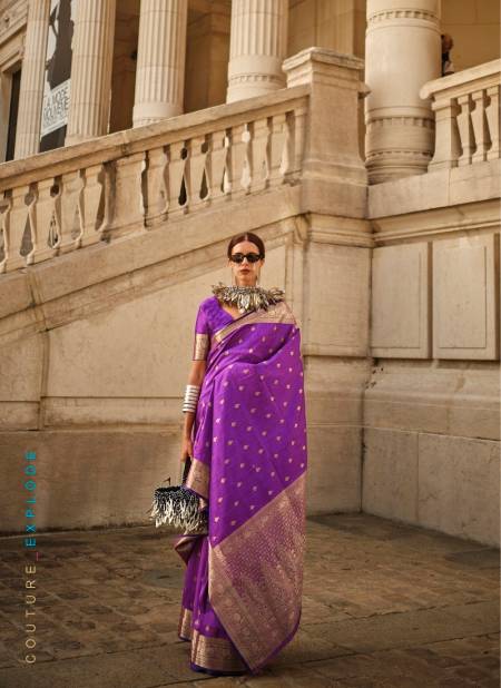 Purple Colour Khaddi Silk By Rajtex Handloom Weaving Saree Wholesale Online 348004