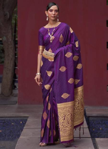 Purple Colour Khushrat Silk Wedding Wear Wholesale Printed Sarees 266001