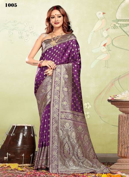 Purple Colour Kia Silk By Sangam Wedding Saree Catalog 1005